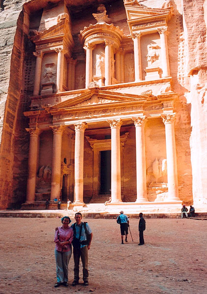 A & H in front of the Treasury, Petra
